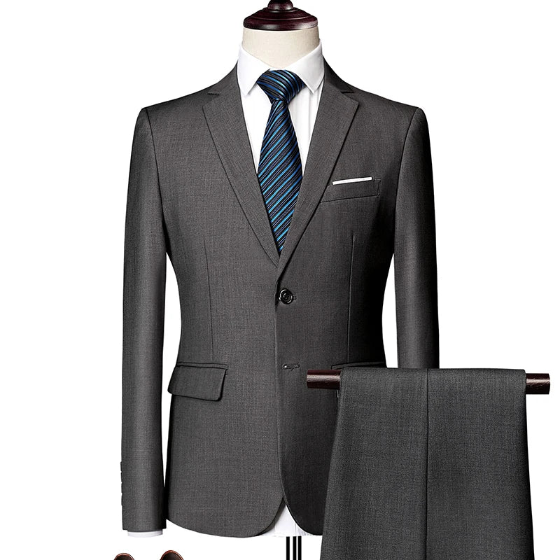 Classic Wedding Tuxedos Casual Solid Suits Slim Fit 3/2 Pieces Groomsmen Suit Male Formal Business Men Clothing