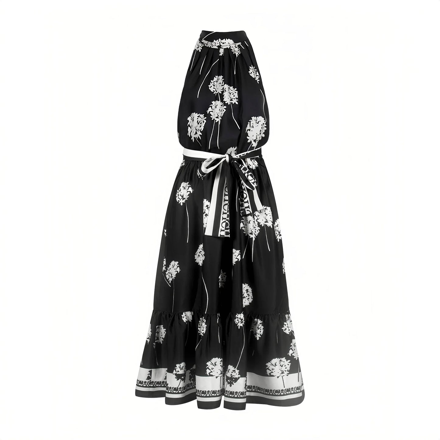 Women Fashion Sleeveless Tank Dress Summer Elegant Sundress Femmel Slim Waist Lace-Up Vintage Midi Dress