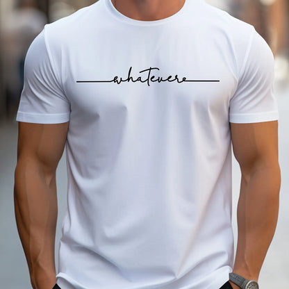 Men's Summer Casual Loose Size 100% Cotton Letter Print Round Neck Short Sleeve T-shirt Top
