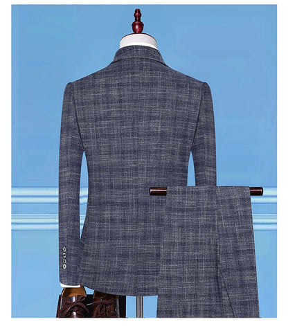 Blazer Vest Pants  Boutique Plaid Men's Formal Groom Wedding Dress Slim Suit 3Pcs or 2Pcs Men's Casual Business Suit Tuxedo
