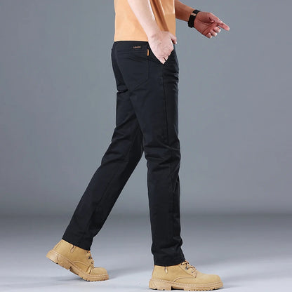 2024 Men's High Quality Pure Cotton Classic Solid Color Casual Pants Business Stretch Cotton Slim Straight Brand Trousers Male