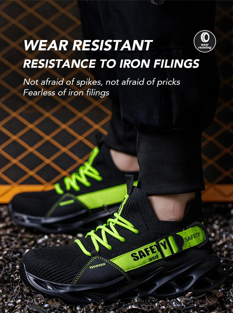 Men's Steel Toe Safety Shoes Anti Crush And Piercing Fashionable Breathable Sock Shoes Outdoor Unisex Work Footwear