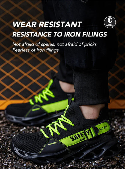 Men's Steel Toe Safety Shoes Anti Crush And Piercing Fashionable Breathable Sock Shoes Outdoor Unisex Work Footwear