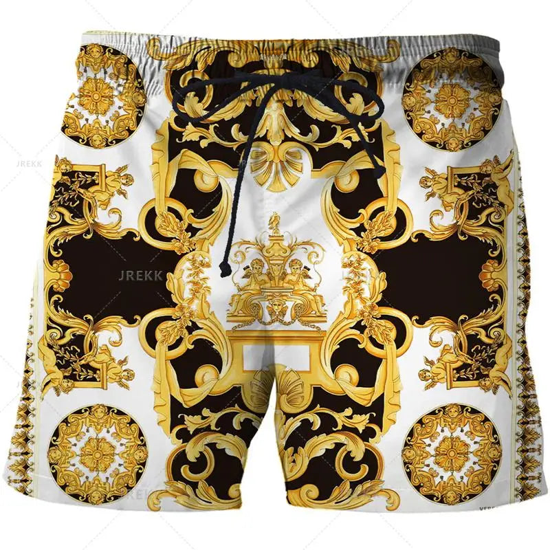 Luxurious Newest Iron Chain 3D Printed Streetwear Men Board Shorts Harajuku Hip Hop Leisure Beach Shorts fitness sports Shorts