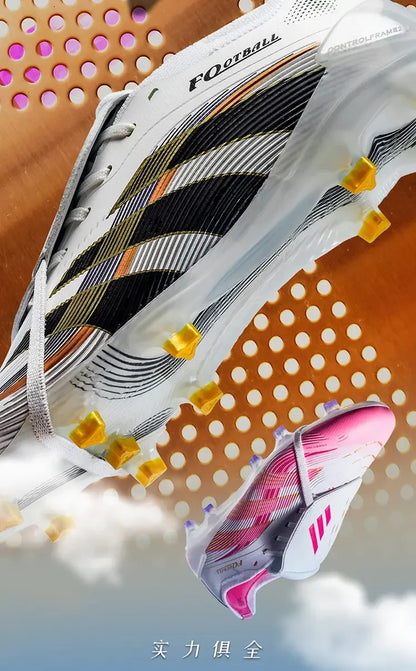 Trendy Colorblock Football Boots Wear Resistant Bottom Anti Slip Firm Studs Outdoor Sports Leisure Training Sneakers