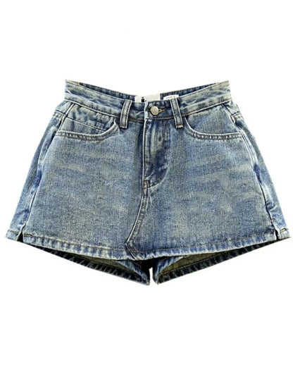 Summer High-Waisted Vintage Women Denim Short Skirt Small New Slim Sexy Korea Fashion Girl Cute Street A-line Mini Jeans Pants