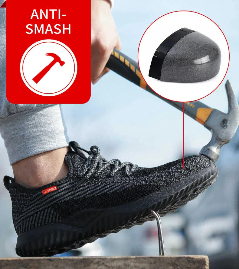 Safety shoes, breathable lightweight work shoes, puncture-resistant and smash-proof protective shoes, steel-toe shoes