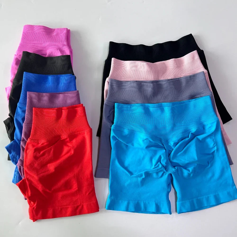 No Logo Women 2 Pieces Yoga Set Backless Bandeau Sports Bra Scrunch Shorts Yoga Clothing Gym Set Workout Clothes Outfits Sets