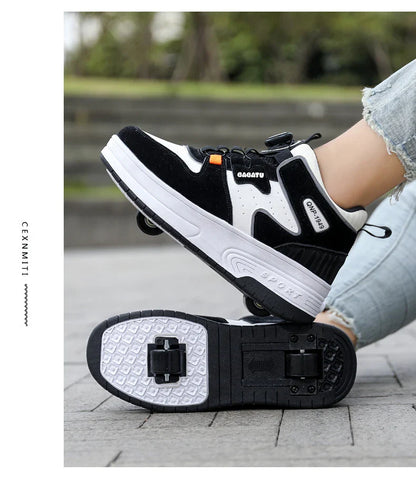 Children Junior Roller Skate Shoes Kids Sneakers with Two Boys Girls Wheels Shoes Running Adult Casual Boys Shoes size 31-42