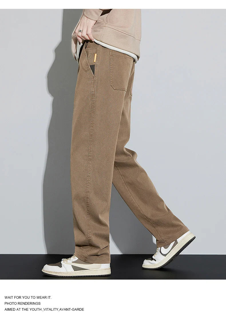 4 Colors New Straight Men's Pants Baggy Casual Lyocell Comfortable Stretch Trousers Male Wide Fashion Korean Pants Streetwear
