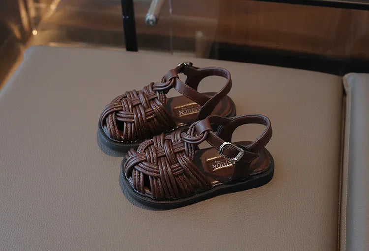 New Sandals Summer Children's Woven Casual Baby Shoes Girls Beach Shoes Slipper Size 22-31