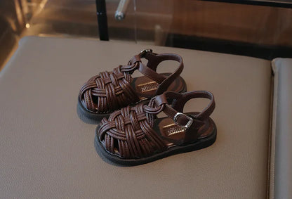 New Sandals Summer Children's Woven Casual Baby Shoes Girls Beach Shoes Slipper Size 22-31