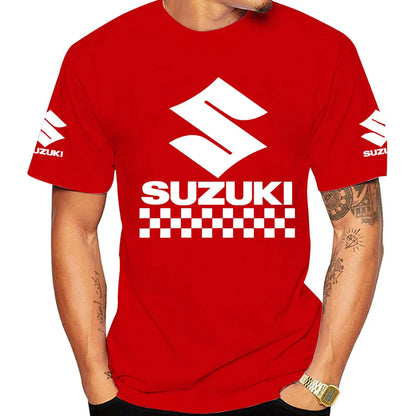 2026 Summer New Racing Motorcycle 100% Cotton Trendy Men T-shirt Daily Outdoor Sports Casual Loose Street Short-sleeve