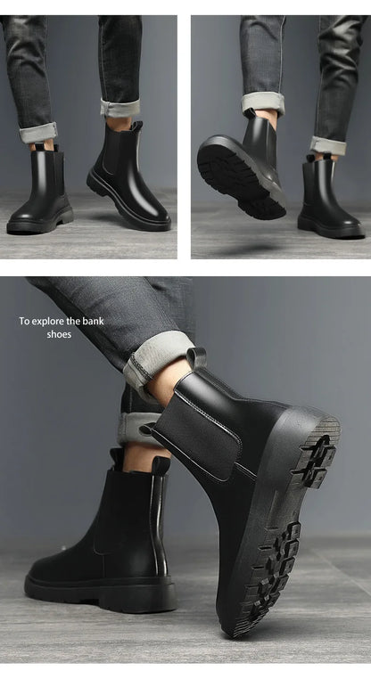 Men's Autumn Chelsea Boots Outdoor high top fashion shoes British style  versatile mid top boot Casual comfortable male shoe