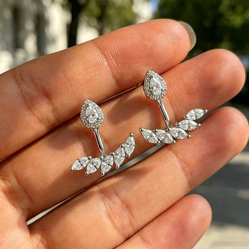 Marquise Cut Full Moissanite Stud Earrings for Women Dainty Girls Couple Jewelry D Color Vvs1 S925 Silver Hoop Earrings
