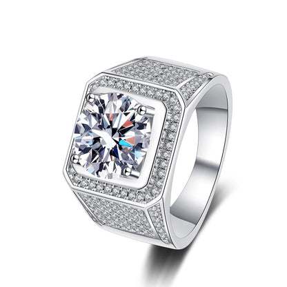 5ct D Color Moissanite Ring 925 Sterling Sliver Plated 18k Eternity Band Hip Hop Rings for Man Party Sparkling Jewely