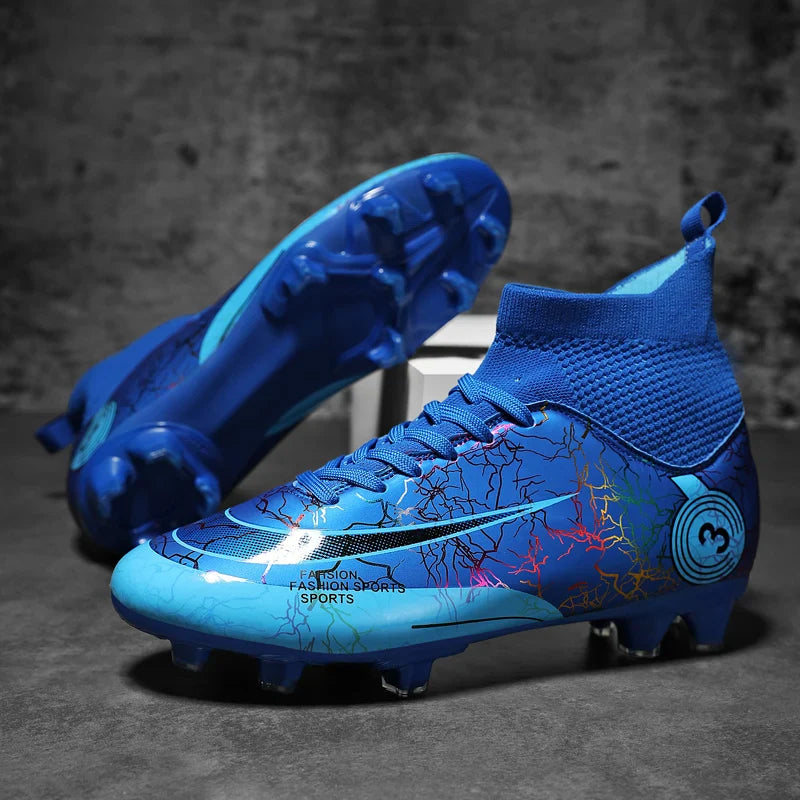 Fashion Men Professional Soccer Shoes Outdoor Cleats Unisex Ultralight Long Spikes Futsal Training Shoes Red Football Boots Men