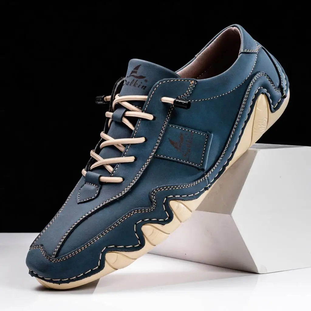 Spring Handmade Leather Casual Men Shoes Design Fashion Sneakers Man Loafers Breathable Soft Flat Shoes Driving Shoes