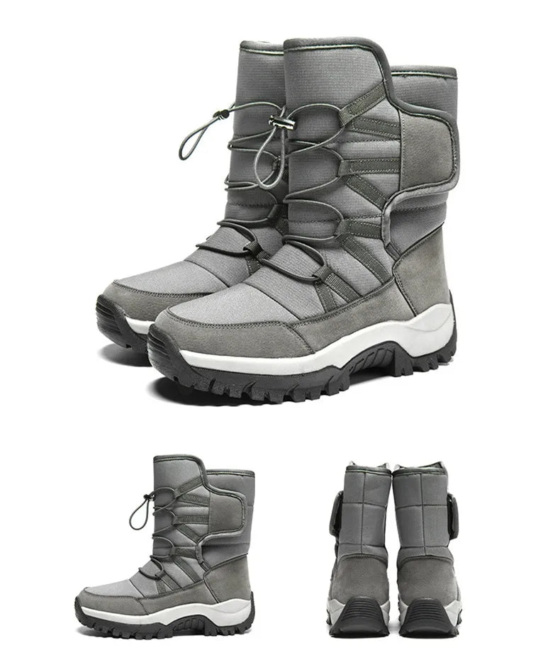 Men's Winter Shoes Waterproof Men's Boots Warm Plush Couple Snow Boots Outdoor Non-slip Hiking Boots Men Work Ankle Boots
