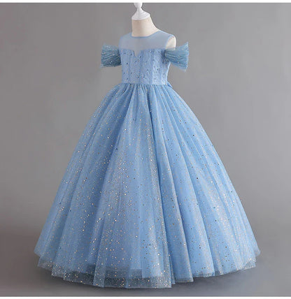 1308 Baby Dresses For Eid 2023 Girls' Sleeveless Mesh Puffy Princess Length Rainbow Skirt Dinner Piano Performance