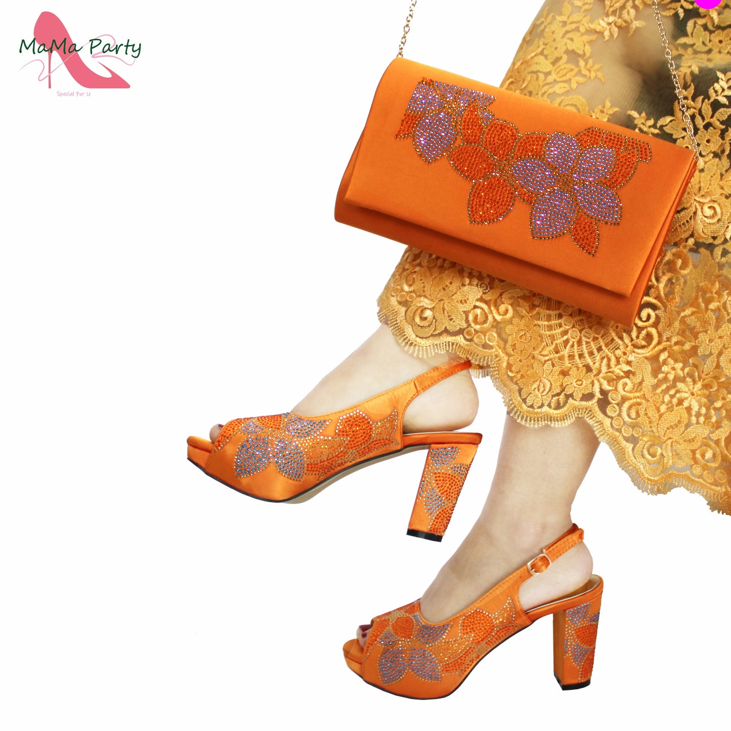 2024 Italian Design Shoes and Bag Set in Pink Color High Quality New Arrivals with Shinning Crystal for Wedding Party