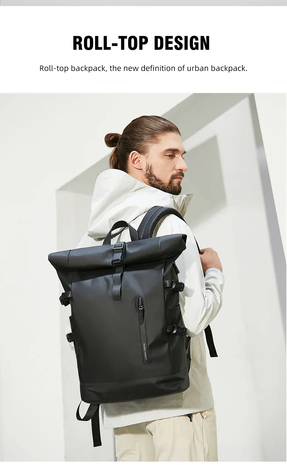 Expandable Travel Backpack Men Large Capacity Waterproof 15.6” Laptop Bag Hiking Rucksack Cycling Daypack Bag with USB Port