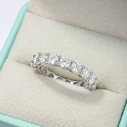 2/3/5mm Full Moissanite Eternity Ring for Women Engagement S925 Silver Rings Lab Diamond Wedding Band Classic Jewelry