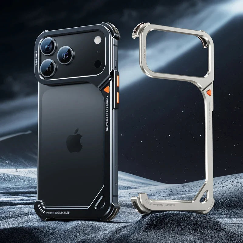 9-Shaped for iPhone 17 Pro Max 17 Pro Phone Case for Magsafe Wireless Charging With Lens Holder Stand Metal Frameless Shell