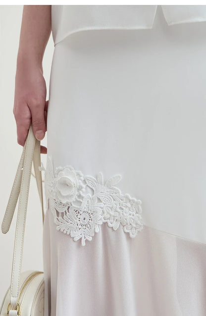 Minimalist Casual Bustier Skirt Women 2025 Summer New Office Lady Lace Slim Half-body Chiffon Fishtail Skirts 12522064