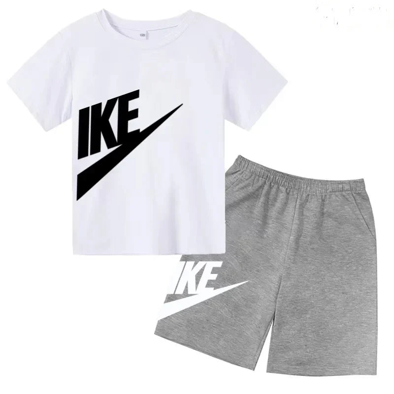 Kids Summer Short Sleeve T-shirt Shorts 2Pcs Set Boy Girl Casual Sport Jogging Suit Toddler 3-12Y