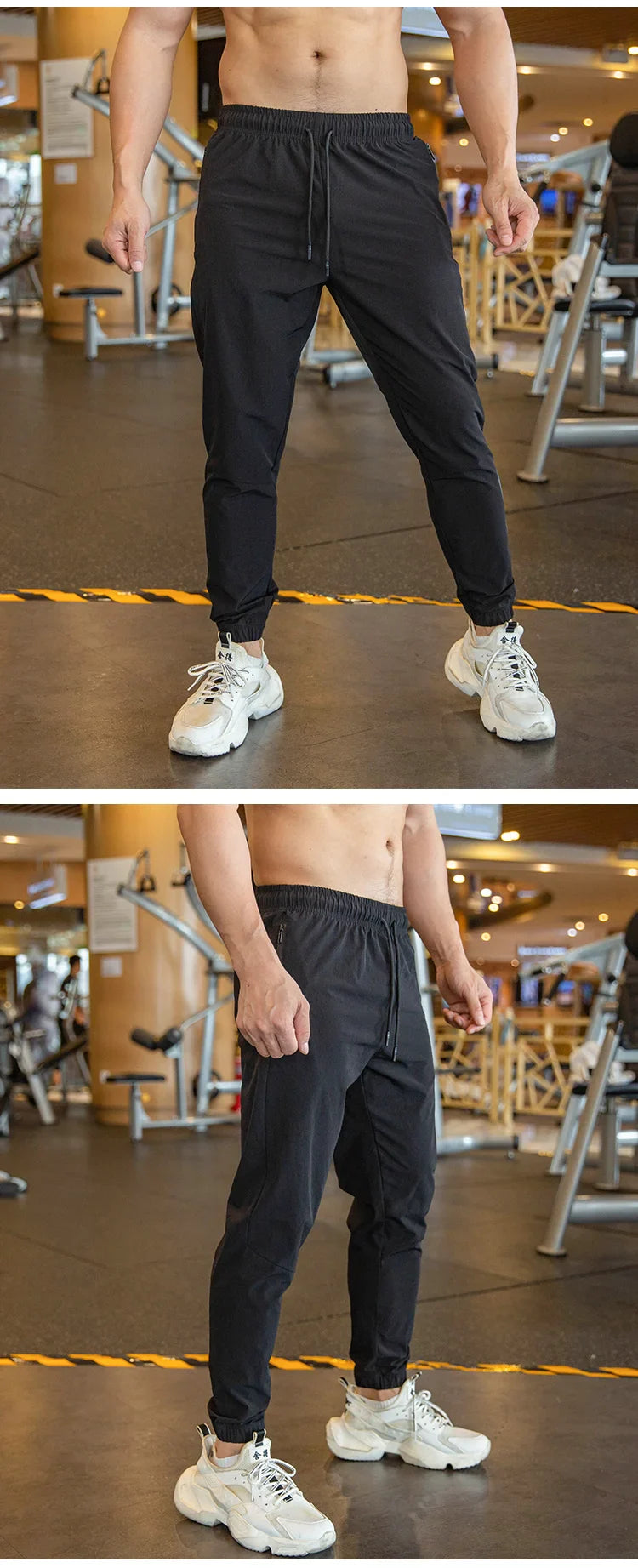 Mens Gym Fitness Running Sweatpants Workout Athletic Long Pants Outdoor Training Sports Trousers Elastic Waist Zipper Pockets