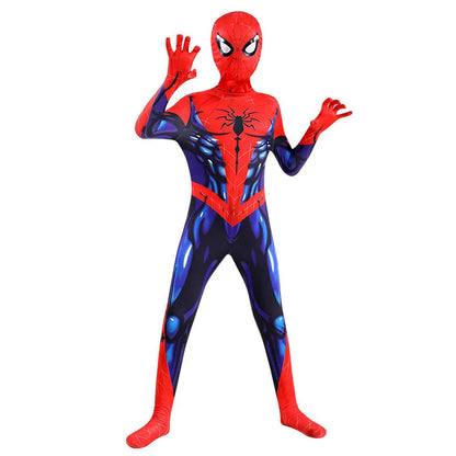 New Remy Jumpsuit with Halloween Superhero Web Spider Mask Costume for Boys Girls Soft Breathable Fabric Party Dress Up Cosplay