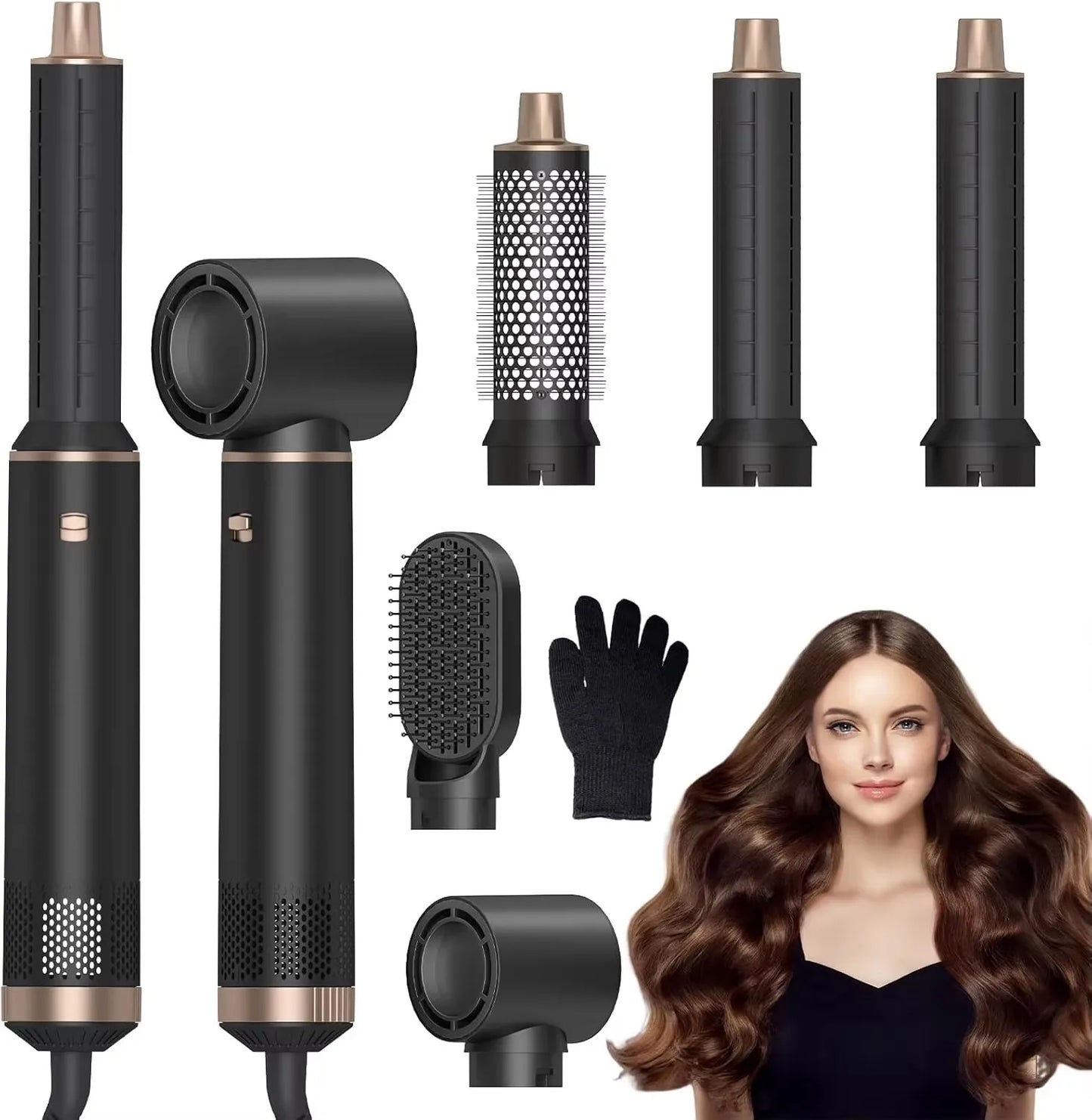 5 in 1 Hair Dryer Brush, Negative Ion Air Styler Wrap Hair Styler Upgrade Blow Dryer Brush Air Curler for Hair, Blowout Brush