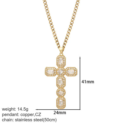 Cross Women's Pendant Collar Gold Color Our Lady Choker Jesus Necklace for Women Long Stainless Steel Chain Amulet Collars