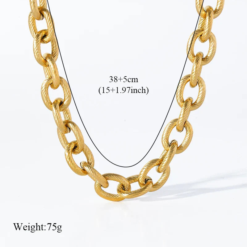 316L Stainless Steel Gold Silver Color Thick Chain Necklace For Women Fashion Cuban Neck Chain Waterproof Jewelry Gift