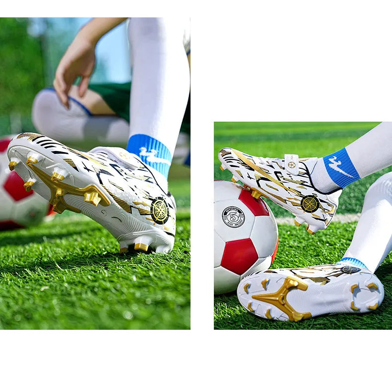 Hot Child Football Boots Outdoor Trainers Soccer Shoes For Kids Boys Hook Loop Football Sneakers Cleats Futsal Shoes Children