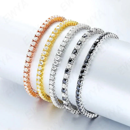 Real D Color Full 2/2.5/3/4/5/6.5mm Moissanite Tennis Bracelet For Women S925 Plated 18K Rose Gold Diamond Link Bracelets