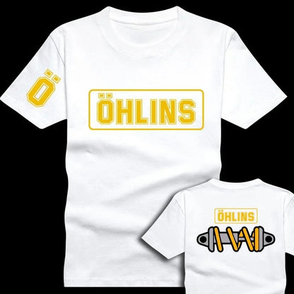Tees Men Ohlins Shock Suspension Car Motorcycle Sport Racing T Shirt Summer Casual Oversized men's Short sleeve