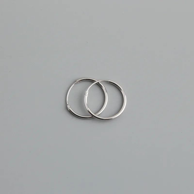 Genuine 925 Sterling Silver Fashion Korean Simple Hoop Earrings for Women Men Charming Chic Party Jewelry Accessories