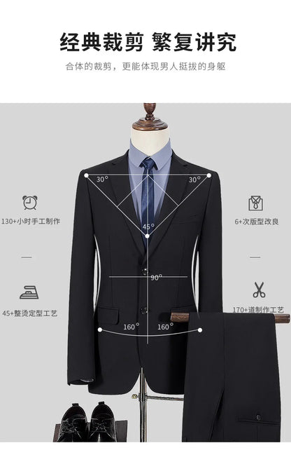 Terno S-8GG (Blazer + Calça) Masculino Moda Casual Ao Ar Livre Cavalheiro Negócios Casamento Slim-fit Formal Estilo Britânico Terno de Casamento