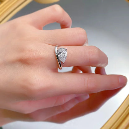 1.5CT 3CT Pear Cut Moissanite Solitaire Rings for Women Wedding Luxury 925 Solid Silver Womans Ring Lab Diamond Jewelry