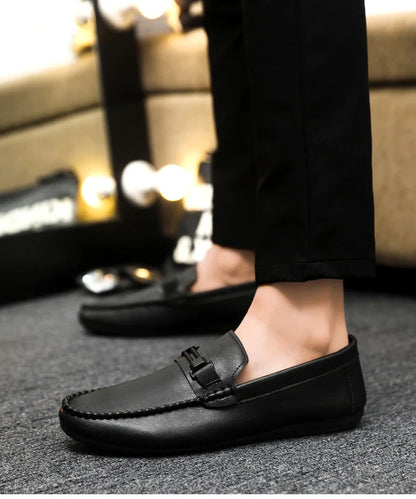 Trend White Loafers Man Big Size 46 Breathable Lightweight Men's Leather Shoes Comfortable Casual Shoes Men Driving Shoes
