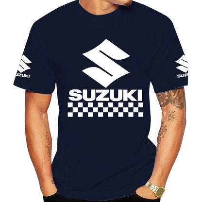2026 Summer New Racing Motorcycle 100% Cotton Trendy Men T-shirt Daily Outdoor Sports Casual Loose Street Short-sleeve