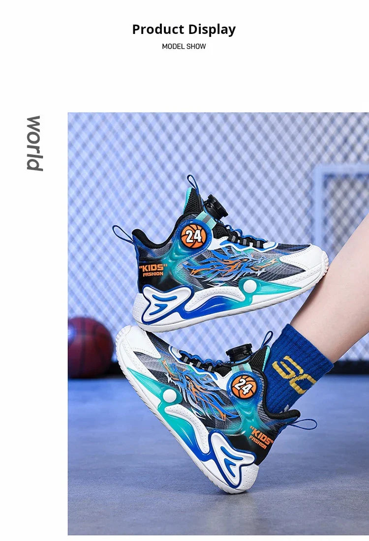 Luxury Boy Sneaker 2025 New Fashion Outdoor Kids Basketball Shoes Soft Sole School Children Sports Shoes for Boy 4 To 12 Years