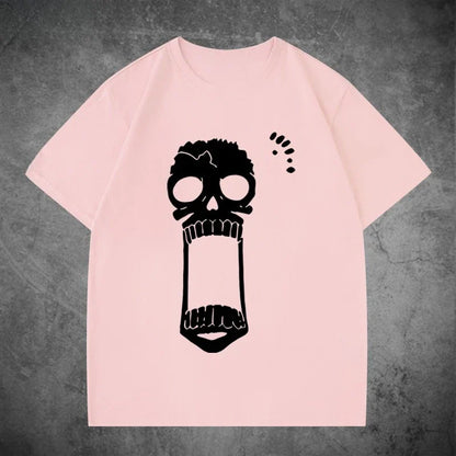 Animation Derivatives Straw Hat Crew BROOK Printed Short Sleeve T-shirt Men's Women's Fashion Loose Cotton Casual Top
