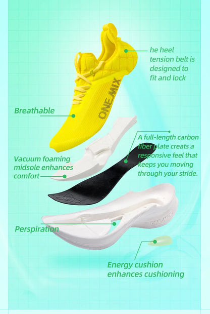 Original Carbon Fiber Running Racing Shoes Professional Marathon Ultra-light Rebound Damping Trail Sport Road Sneakers