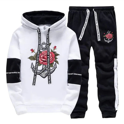 Mens Tracksuit Retro Pattern Printing  Single Piece Sweatshirts Sweatpants Casual Office Home Hoodie Pants Sports Mens Clothing