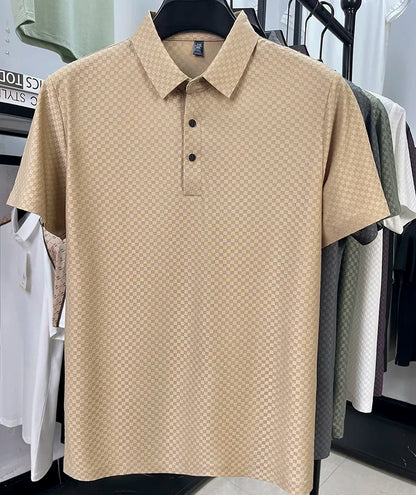 Seamless Polo Shirt - Short Sleeve Ice Silk Feel Nordic Style Soft & Comfortable Summer Wear Men's Golf Shirt