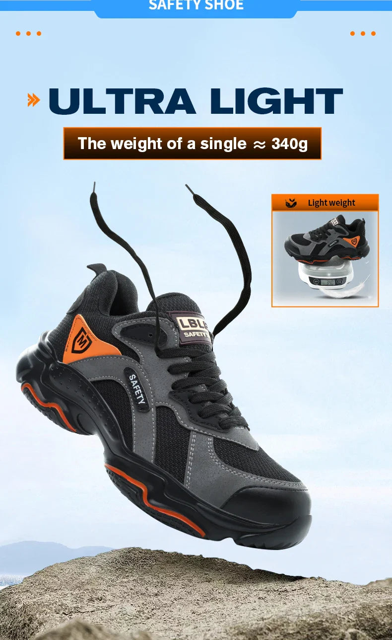 Lightweight Safety Shoes Men Work Shoes Steel Toe Cap Working Boots Sneakers Man Anti Puncture Breathable Sport Work Footwear
