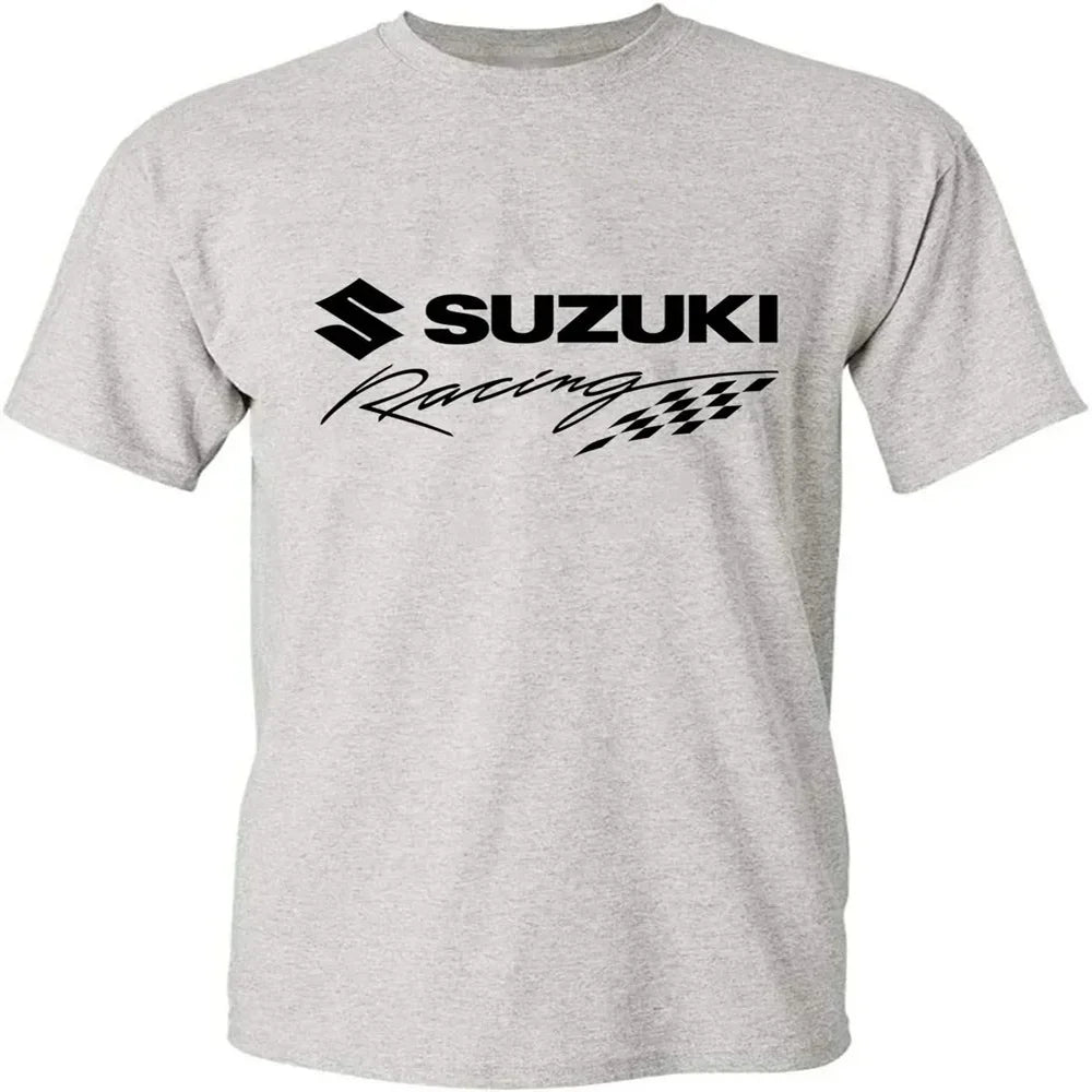 High-quality Motorcycle Riding Print 100% Cotton Men T-shirt Summer Daily Outdoor Sports Casual Loose Street Short-sleeve
